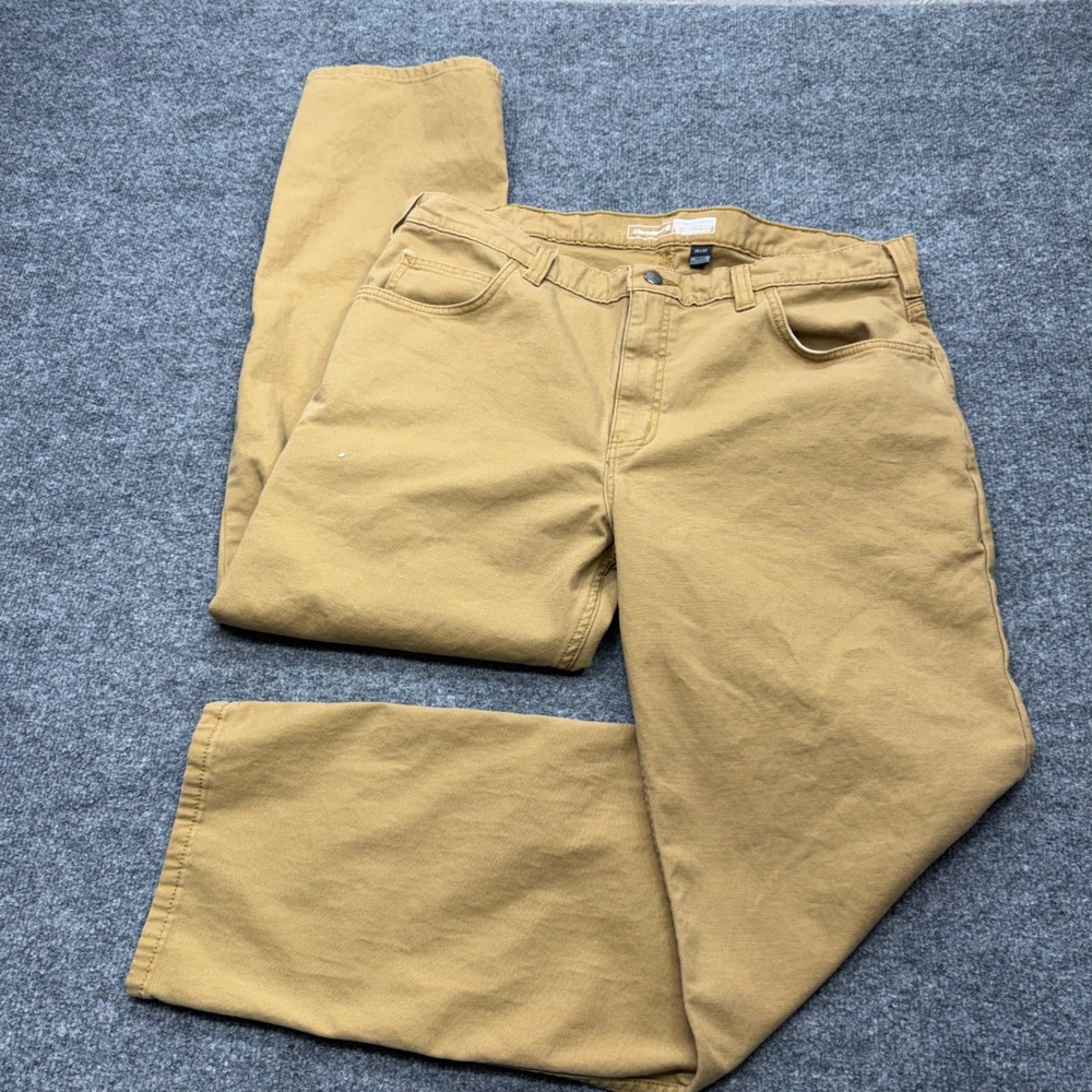 Carhartt Relaxed Straight Canvas Work Pants Mens 38x32 Tan Duck Utility Trousers
